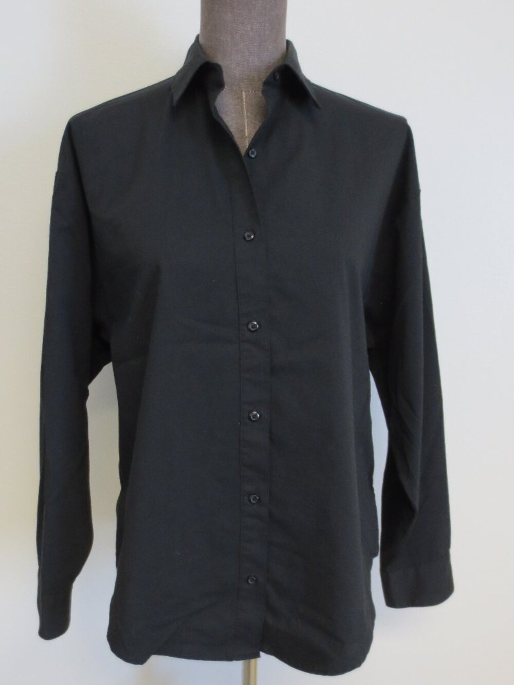 Express Boyfriend Long Sleeve Black Oversized Button Down Up Shirt Blouse Top XS